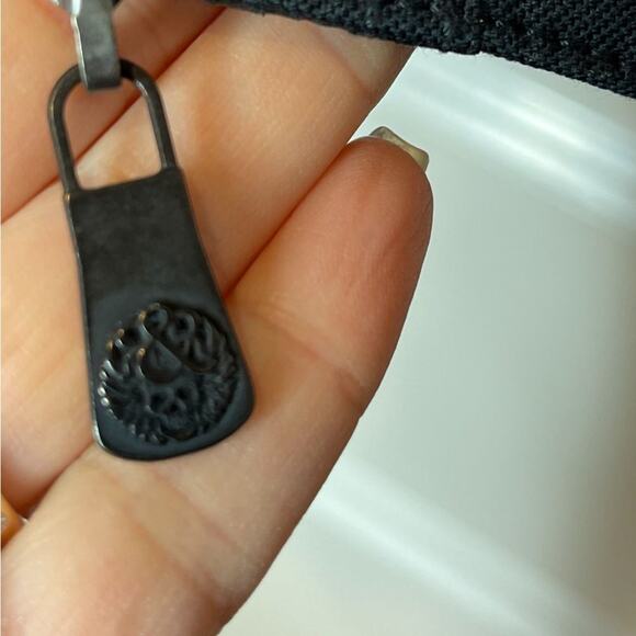 Rock and Republic Jacket Women's Small Leather Cotton Canvas Black Bomber - Picture 7 of 11